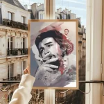 Affiche aquarelle Che Guevara double portrait cigare