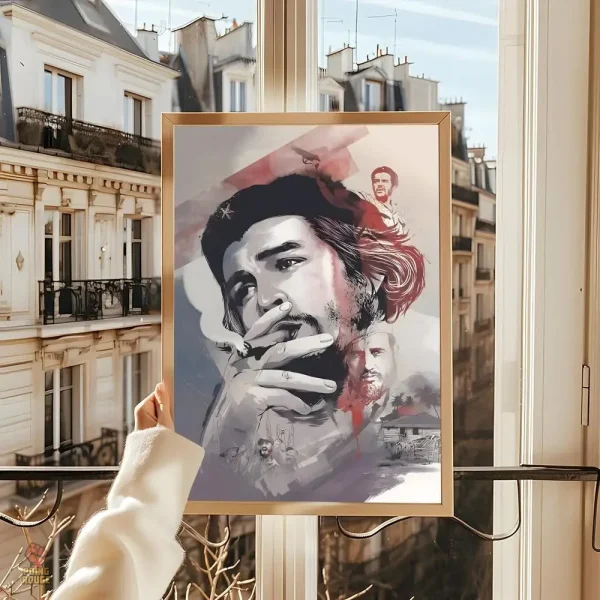 affiche-che-guevara-aquarelle-cigare-double-portrait-1 Affiche aquarelle Che Guevara double portrait cigare