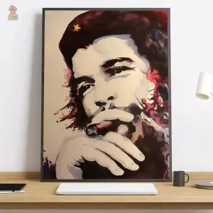 Affiche aquarelle portrait de Che Guevara avec cigare