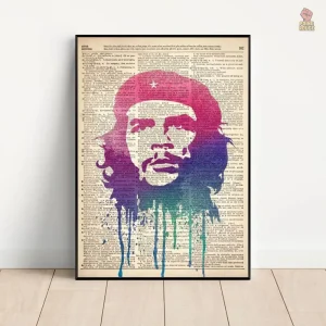 Affiche Che Guevara aquarelle dictionnaire multicolore