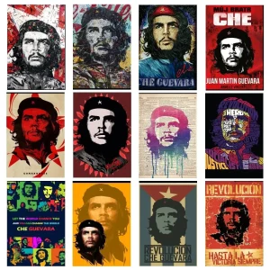 Affiche rouge Che Guevara en style street art