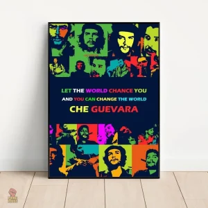 Affiche Che Guevara collage multicolore citation monde