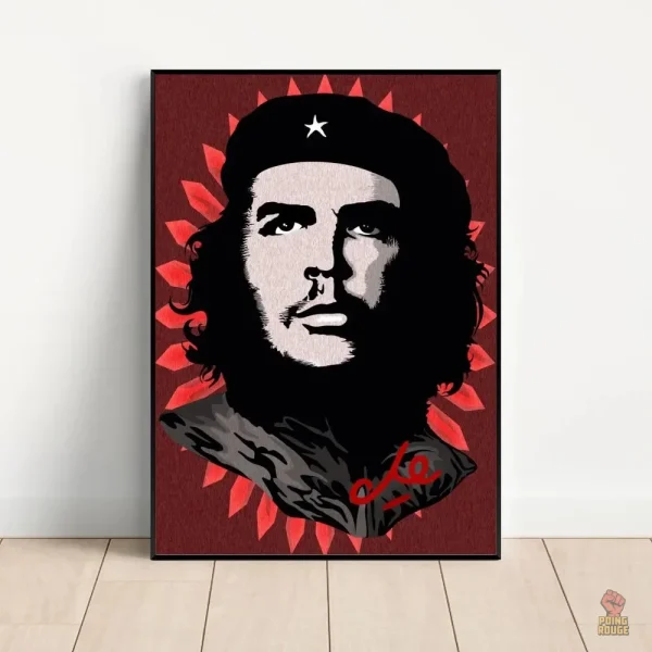 Collage vibrant de Che Guevara avec texte