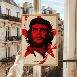 Affiche stylisée Che Guevara en rouge et noir