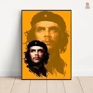 Affiche Che Guevara portrait low poly fond orange