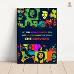 Art mural Che Guevara avec un fond orange