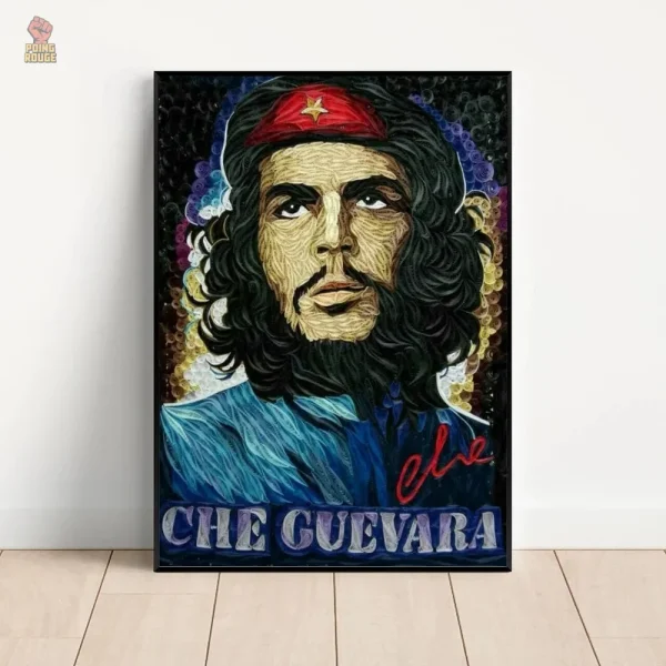 Illustration low poly de Che Guevara en affichage
