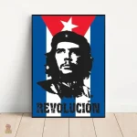 Design low poly de Che Guevara sur fond orange