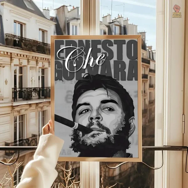 affiche-che-guevara-ernesto-typographique-cigare-nb-1 Affiche Che Guevara en typographie monochrome avec cigare