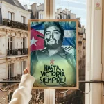 Affiche Che Guevara avec drapeau cubain et slogan "Hasta la victoria