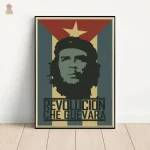 Portrait iconique de Che Guevara, flammes et couronne