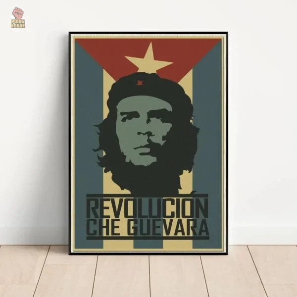 Portrait iconique de Che Guevara, flammes et couronne