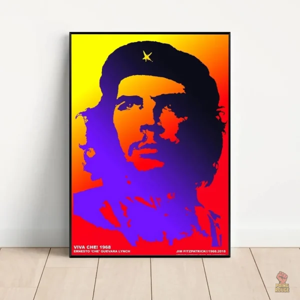 Affiche portrait Che Guevara avec couronne et flammes rouges - vue 2