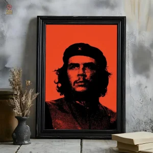 Affiche Che Guevara portrait granuleux fond rouge vif