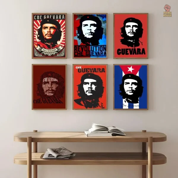 Affiche artistique de Che Guevara en rouge vif