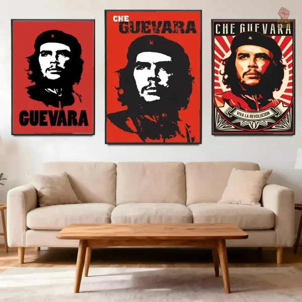 Image granuleuse de Che Guevara sur fond rouge