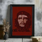 Che Guevara en pop art, affiche colorée ocre et rouge