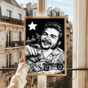 Affiche Che Guevara portrait souriant avec étoile blanche