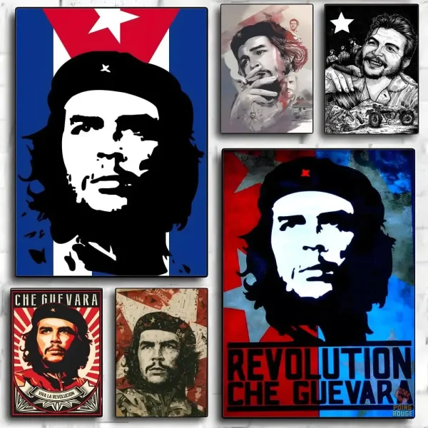 Affiche artistique Che Guevara, sourire et étoile blanche