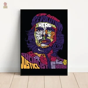 Affiche Che Guevara portrait typographique multicolore