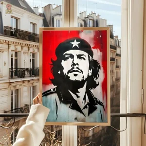 Affiche Che Guevara stencil grunge rouge au design emblématique