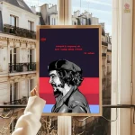 Affiche stylisée Che Guevara en bleu et rouge avec slogan
