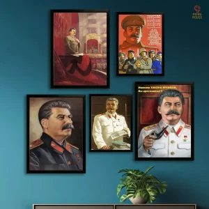 Propagande soviétique, Stalin en posture d'autorité, affiche vintage