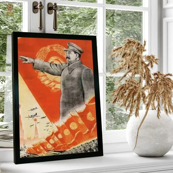 affiche-propagande-stalin-salut-avions-sovietiques-1 Affiche propagande Stalin avec avions soviétiques en arrière-plan