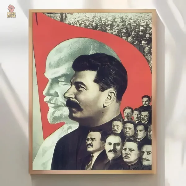 affiche-stalin-lenine-bolcheviks-collage-sovietique-1 Affiche collage soviétique de Stalin et Lénine, style bolchevik