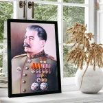 Affiche Stalin avec médailles et uniforme vert classique