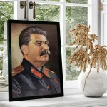 Affiche classique de profil de Stalin en peinture verte
