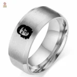 Bague gravée en acier argenté