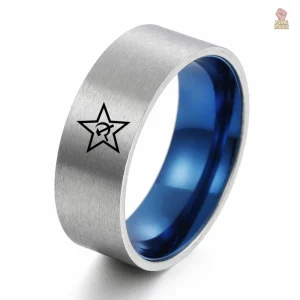 Bague faucille et marteau en gris et bleu