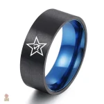 Bague faucille et marteau en noir et bleu