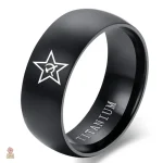 Bague faucille et marteau en titane noir