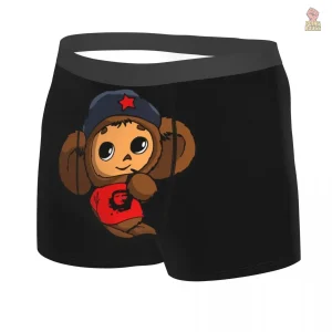 Caleçon noir homme avec motif Cheburashka vintage