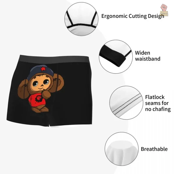Caleçon homme noir, style communiste Cheburashka