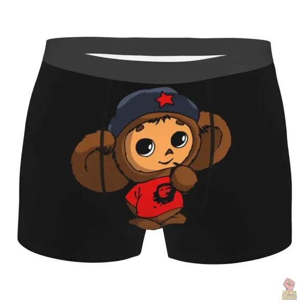Caleçon noir avec illustration Cheburashka, mode rétro