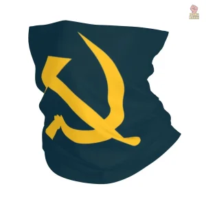 Cache-cou faucille jaune et bleu pétrole, accessoire communiste