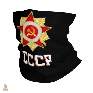 Cache-cou rouge et or avec insigne CCCP, accessoire communiste