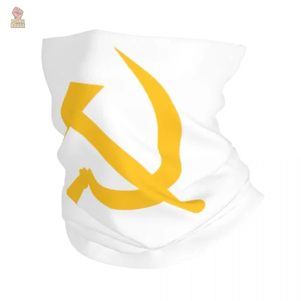 cache-cou-marteau-jaune-sur-fond-blanc-1 Cache-cou marteau jaune sur fond blanc, accessoire communiste