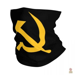 Cache-cou noir avec marteau et faucille jaune, accessoire communiste