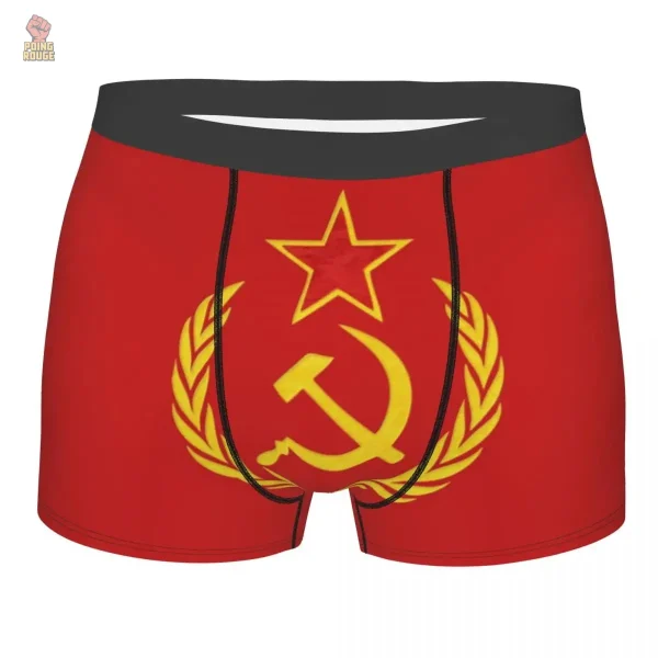 Caleçon rouge avec motifs inspirés du communisme