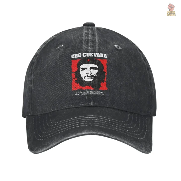 casquette-che-guevara-citation-debout-denim-1 Casquette Che Guevara en denim avec citation emblématique