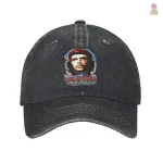 Casquette Che Guevara en denim avec citation et portrait