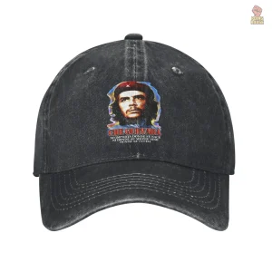 Casquette Che Guevara en denim avec citation et portrait