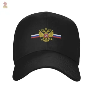 Casquette noire avec aigle bicéphale et drapeau russe