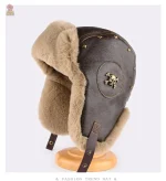 Chapka chaude avec cache-oreilles en cuir