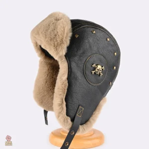 Casque d'hiver en cuir avec protection pour les oreilles