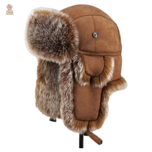Chapeau d'hiver bicolore avec oreilles rabattables